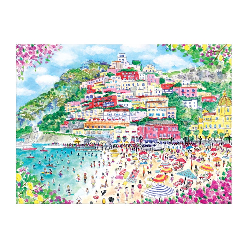Galison Coast of Italy - 1000 Piece Michael Storrings Jigsaw Puzzle Featuring Beautiful Artwork of Positano Italy Summer Beach - Image 2